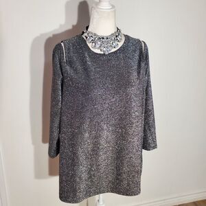 MICHAEL KORS TUNIC BLACK/SILVER LONG SLEEVE  SIZE 1X